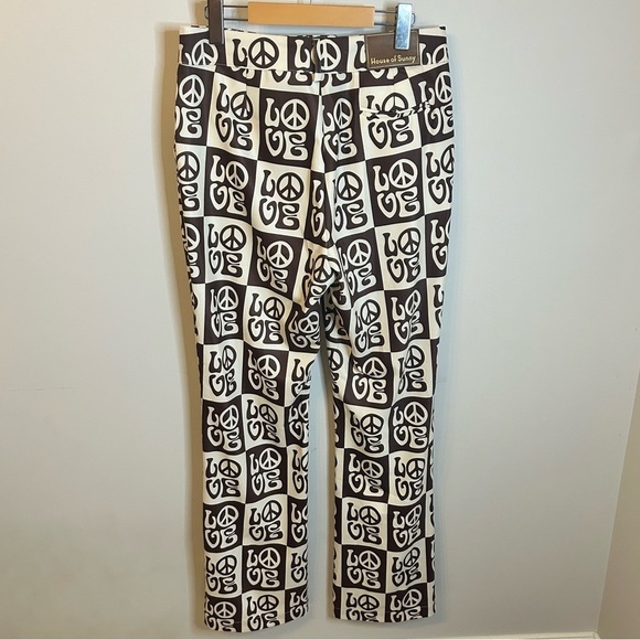House Of Sunny | All you need is Love Brown & Cream Pants | 70s Boho | Size 8 - Picture 6 of 14